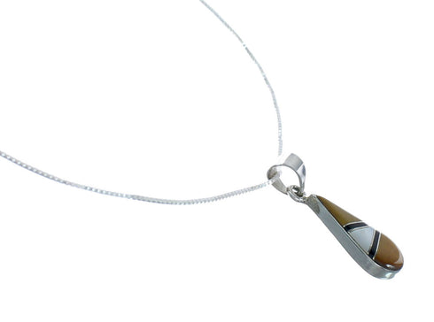 Southwest Multicolor Inlay Sterling Silver Box Chain Necklace Set JX129111